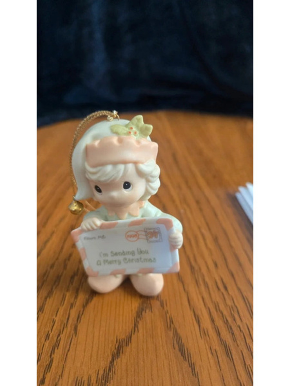 Precious Moments 1998 Christmas Ornament Figurine Holding Letter